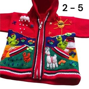 Knit Child's Hooded Sweater Beautiful Colours Size 2-5 Unisex